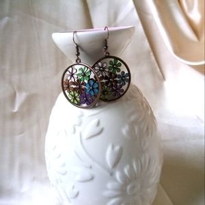 Boho Enamel flower earrings